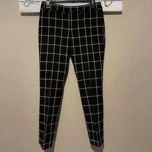 Banana Republic- black / cream plaid slacks